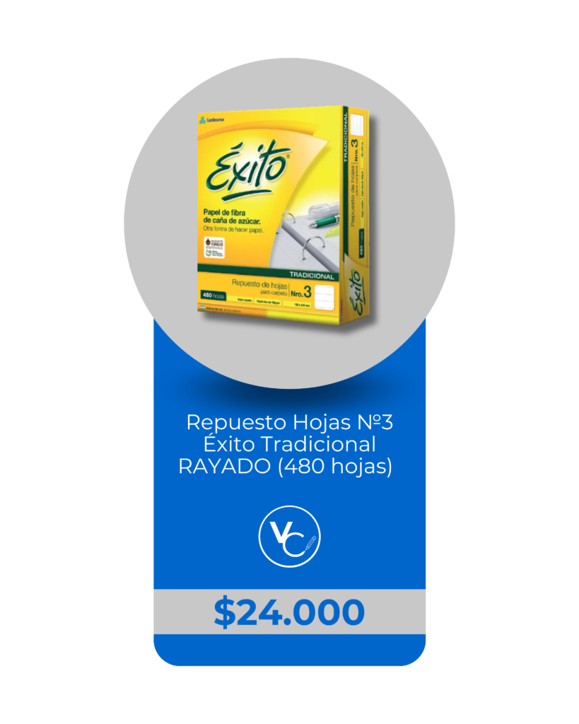 Repuesto de Hojas Nº3 Rayadas Éxito 480 Hojas