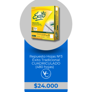 Repuesto de Hojas Nº3 Cuadriculadas Éxito 480 Hojas