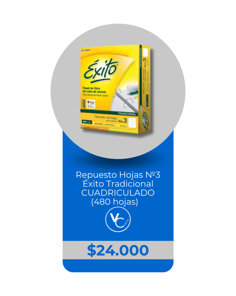 Repuesto de Hojas Nº3 Cuadriculadas Éxito 480 Hojas