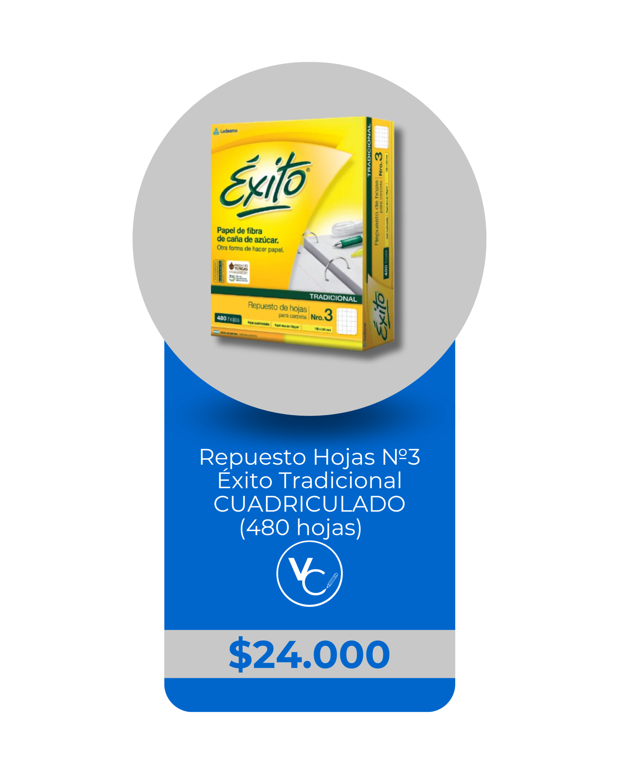 Repuesto de Hojas Nº3 Cuadriculadas Éxito 480 Hojas