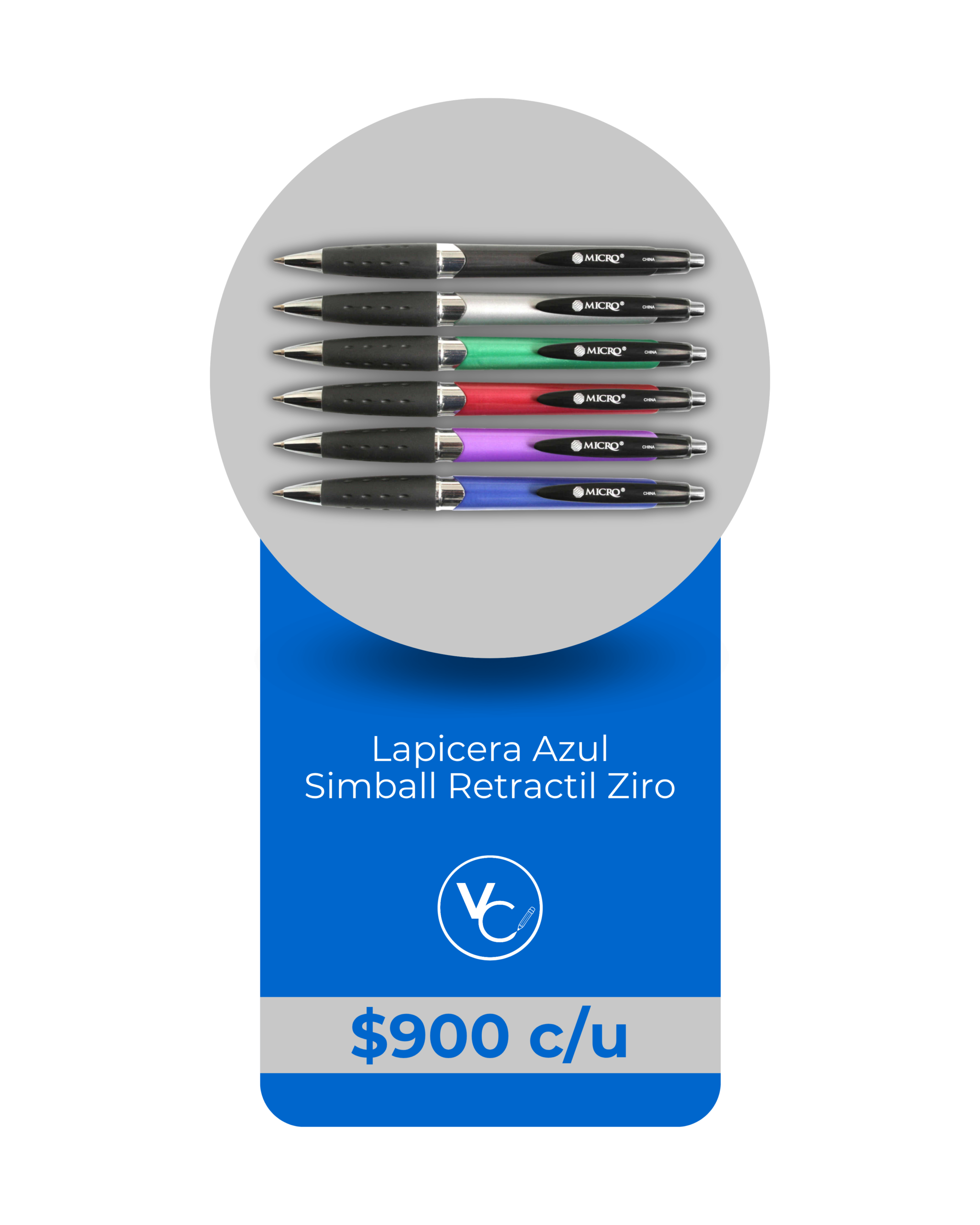 Lapicera Simball Ziro Retráctil Azul