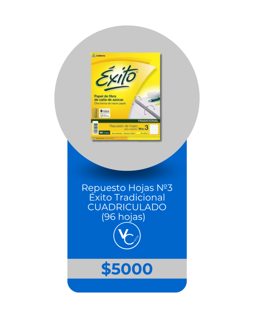 Repuesto de Hojas Éxito N.º 3 Cuadriculadas x96 hojas