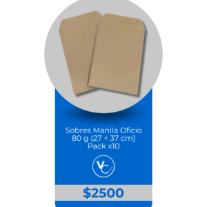 Sobres Manila Oficio 80g (27 x 37 cm) Pack x10
