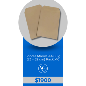 Sobres Manila A4 80g (23 x 32 cm) Pack x10